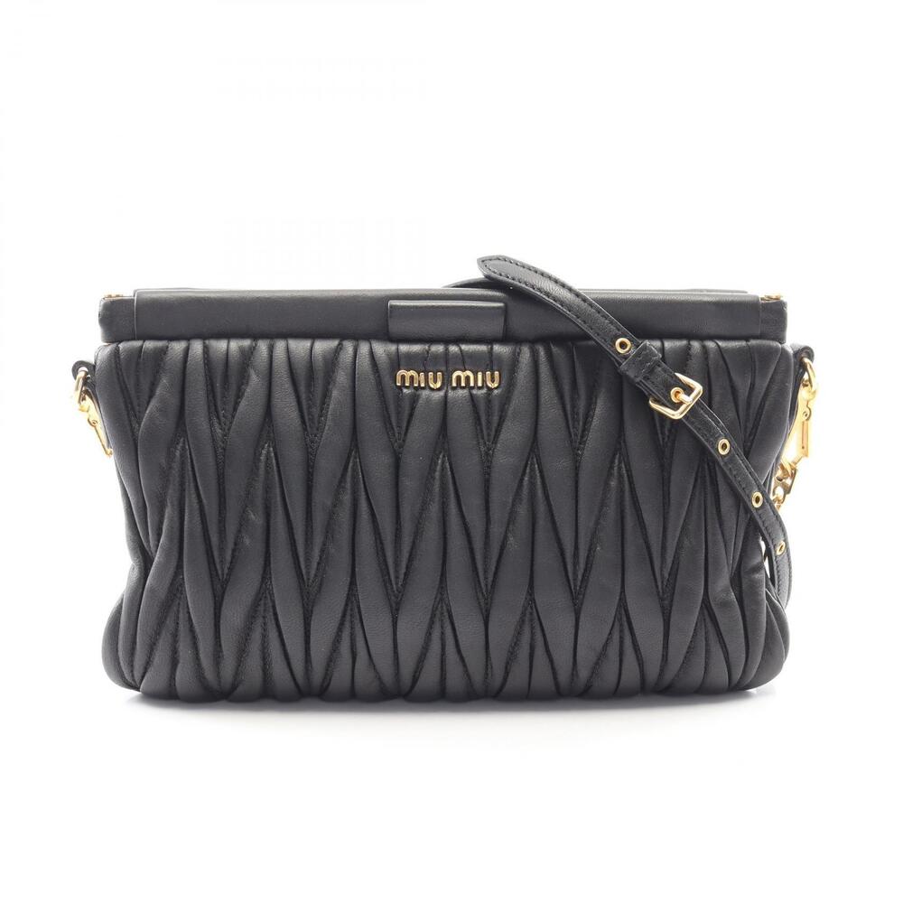Miu Miu Matelasse Shoulder Bag Leather Black